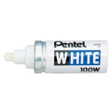 Marqueur peinture pointe en fibre ogive large corps métal coloris blanc WHITE 100W