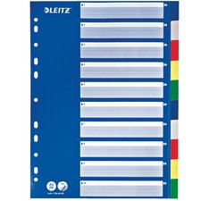 Plastic tabbladen, A4, 10 tabs, veelkleurig