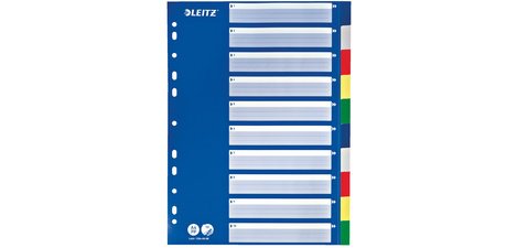 Plastic tabbladen, A4, 10 tabs, veelkleurig