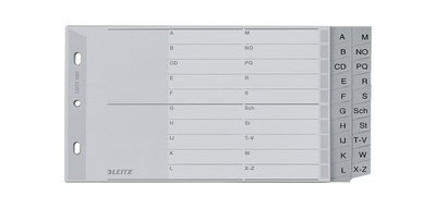 Intercalaires en plastique, A-Z, A5 paysage, PP, gris