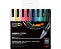 Uni POSCA marqueur peinture PC-5M, 1,8 - 2,5 mm, étui de 8 pièces en couleurs de base