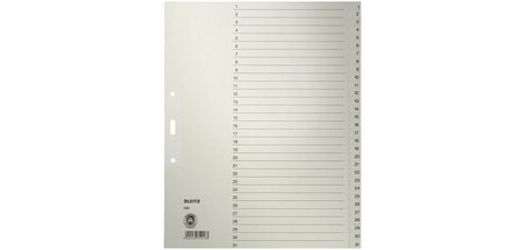 Intercalaires en papier naturel, numéroté, format A4