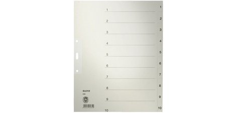 Intercalaires en papier naturel, numéroté, format A4