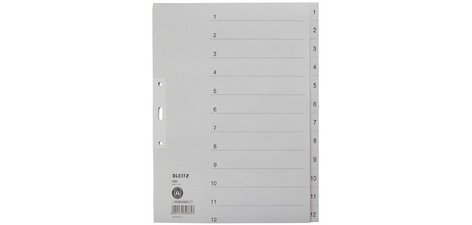 Intercalaires en papier naturel, numéroté, format A4