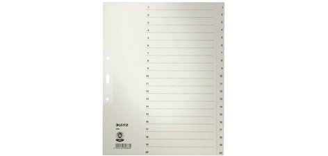 Intercalaires en papier naturel, numéroté, format A4