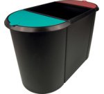 Corbeille à papier 'the triple', oval, PE, noir/rouge/