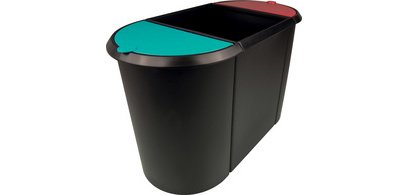 Corbeille à papier 'the triple', oval, PE, noir/rouge/