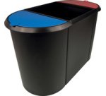 Corbeille à papier 'the triple', oval, PE, noir/rouge/