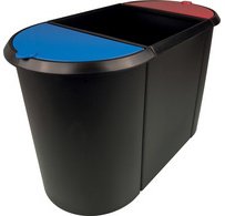 Corbeille à papier 'the triple', oval, PE, noir/rouge/