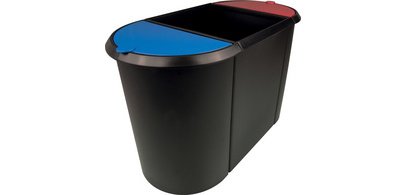 Corbeille à papier 'the triple', oval, PE, noir/rouge/