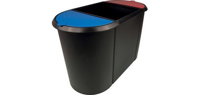 Corbeille à papier 'the triple', oval, PE, noir/rouge/