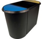 Corbeille à papier 'the triple', oval, PE, noir/rouge/