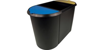 Corbeille à papier 'the triple', oval, PE, noir/rouge/