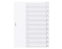 Durable tabbladen voor geperforeerde tassen uit transparante PP van 130 micron, 10 tabs, 4-gaatsperfor...