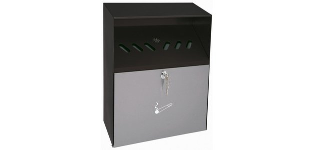 Cendrier mural avec toit de protection, en tôle d'acier