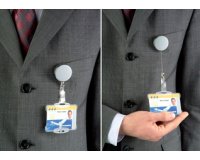 Porte-badge chromé, argent-métallique