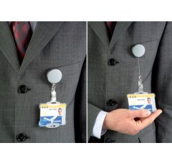 Porte-badge chromé, argent-métallique