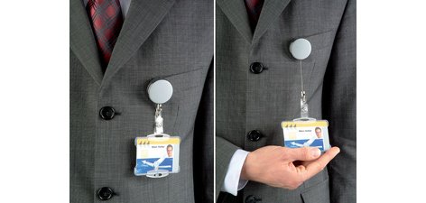 Porte-badge chromé, argent-métallique