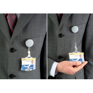 Chromen badgehouder, zilvermetaalkleurig