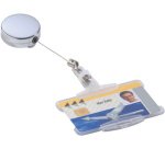 Porte-badge chromé, argent-métallique