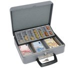 Coffret-caisse à monnaie standard, en tôle acier, gris
