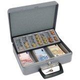 Coffret-caisse à monnaie standard, en tôle acier, gris