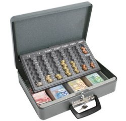Coffret-caisse à monnaie Maxi, gris, en tôle d'acier
