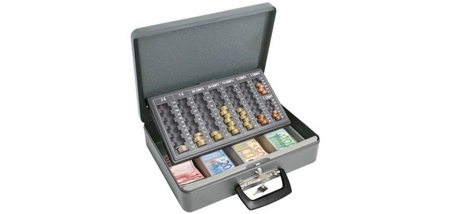 Coffret-caisse à monnaie Maxi, en tôle d'acier, gris