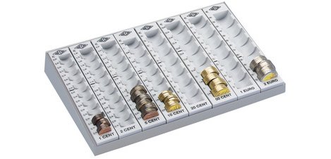Monnayeur monobloc avec 8 rangées amovibles, gris