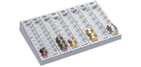 Monnayeur monobloc avec 8 rangées amovibles, gris