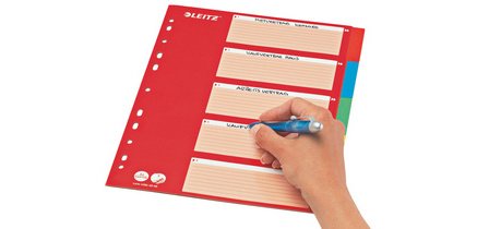 Cardboard dividers, white, A4, 5 positions,