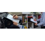 Porte-bloc, avec compartiment de rangement, noir