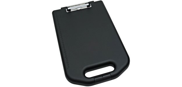 Porte-bloc, avec compartiment de rangement, noir