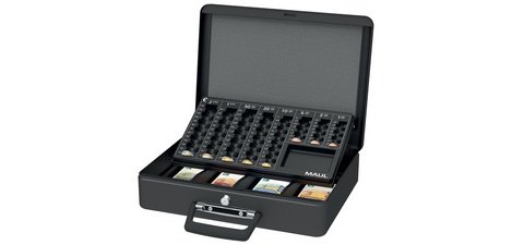 Caisse à monnaie avec trieur de pièces, noir