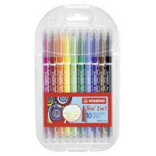 Stift met fijne punt Trio 2-in-1 kinderen - etui van 10