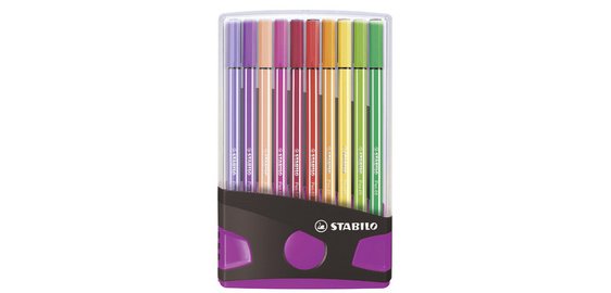 Stylo feutre Pen 68, ColorParade de 20, gris/rose