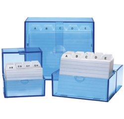 En_boite a fiches a6 paysage, bleu transparent