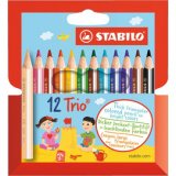 Crayon de couleur triangulaire Trio court Stabilo - Etui de 12