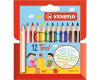 Crayon de couleur triangulaire Trio court Stabilo - Etui de 12