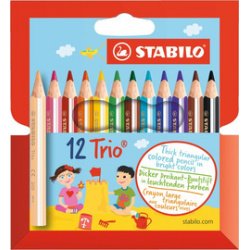 Crayon de couleur triangulaire Trio court Stabilo - Etui de 12