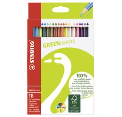 Kleurpotlood GREENcolors - etui van 18 stuks