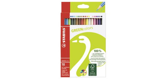 Crayon de couleur GREENcolors, étui carton de 18
