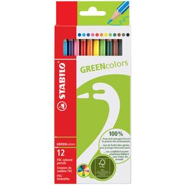 Crayon de couleur GREENcolors, étui carton de 18