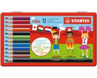 Crayon de couleur color, hexagonal, étui métal de 12