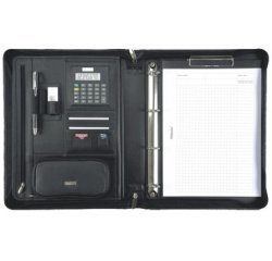 serviette classeur 'BOSA', A4, cuir nappa, noir