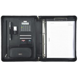 serviette classeur 'BOSA', A4, cuir nappa, noir