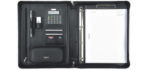 serviette classeur 'BOSA', A4, cuir nappa, noir