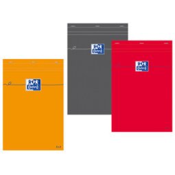 Bloc de bureau orange Oxford 7,5 x 10,5 cm agrafé 5 x 5 mm - 80 feuilles