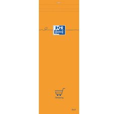 Notizblock Oxford Einkauf Orange 7,4 x 21 cm kleine Quadrate 5 mm 80 Blatt geklammert Deckblatt laminiert Orange