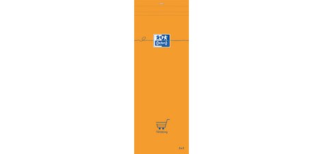 Notitieblok, 74 x 210 mm, geruit, 80 vellen, oranje